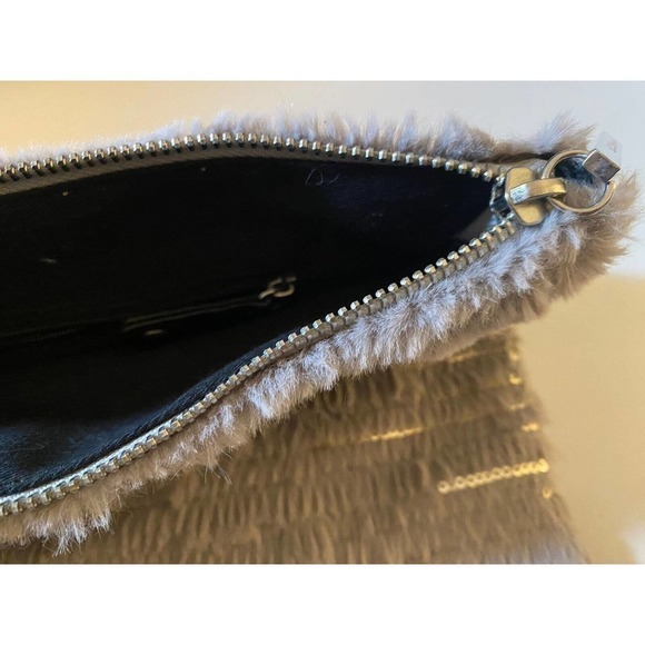 bcbgeneration fur and sequin grey silver clutch bag - Picture 6 of 6